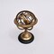 Decorative 7" Brass Armillary Sphere with Wood Base for Desk or Shelf Display